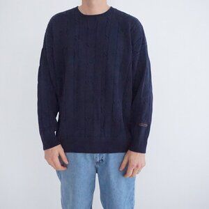 Vintage Jantzen Black Cable Knit Preppy Classic Textured Sweater Pullover XL